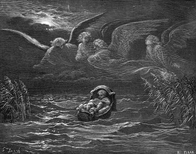 Moses on the River Nile (engraving by Doré) by Gustave Dore